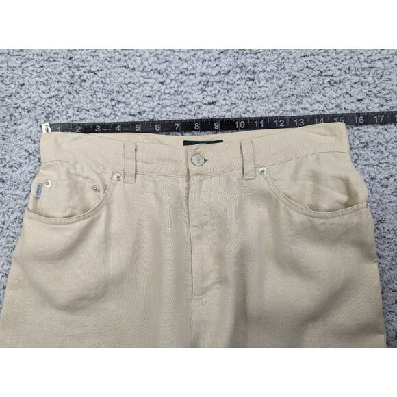 Lauren Ralph Lauren 100% Linen Wide Leg Capris Size 10 Boho Beach Travel Beige - Picture 13 of 16